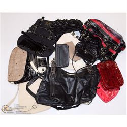 LARGE FLAT OF ASSORTED PURSES, WALLETS  MOSTLY