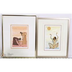 LOT OF 2 SIGNED FRAMED SIOUX ARTIST LOYAN MANI