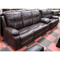 NEW DELUXE RECLINING BROWN LEATHERETTE SOFA WITH