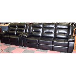 NEW BLACK LEATHERETTE RECLINING SOFA AND LOVE SEAT