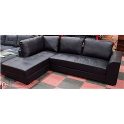 NEW BLACK LEATHERETTE 69"X103" L SHAPE SECTIONAL