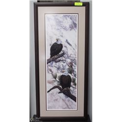 2 EAGLES BY ROSANNE FORGET PRINT FRAMED, SIGNED &