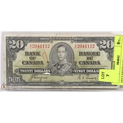 1937 CANADIAN $20.00 BILL.