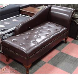 NEW DARK BROWN LEATHERETTE STORAGE CHAISE LOUNGE