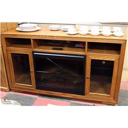 SOLID OAK 62X17X36"H FIREPLACE INSERT SIDEBOARD