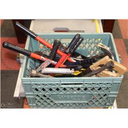 LARGE CRATE WITH LOTS OF TOOLS INCL RIDGID & MORE