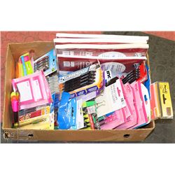 BOX OF OFFICE SUPPLIES