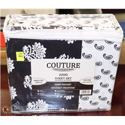 NEW QUEEN SIZE SHEET SET ON CHOICE: BLACK &WHITE