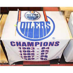 2 VINTAGE OILERS FLAGS