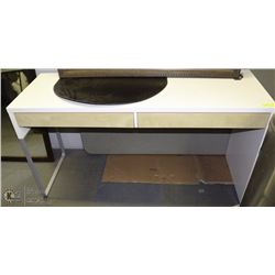 WOOD AND METAL DESK WITH PROTECTOR