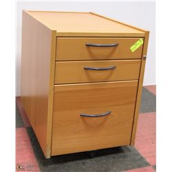 IKEA WOOD COLOR FILING CABINET WITH NO KEY.