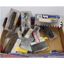 DRYWALL/MASONARY TOOLS INCL 6 TROWELS.