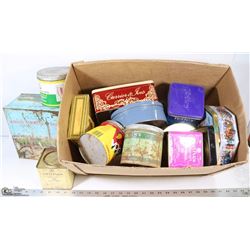 BOX OF ASSORTED TINS