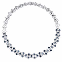 14KT White Gold 7.24ctw Blue Sapphire and Diamond Necklace