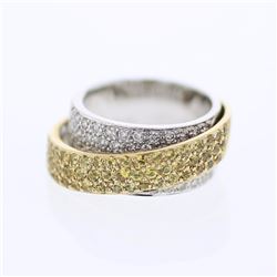 14KT Two Tone Gold 1.35ctw Yellow Sapphire and Diamond Ring