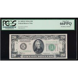 1934A $20 Richmond Federal Reserve Note PCGS 66PPQ