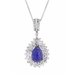 18KT White Gold 6.99ct Tanzanite and Diamond Pendant with Chain