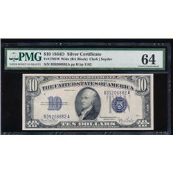1934D $10 Silver Certificate Wide PMG 64