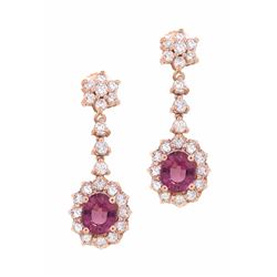 14KT Rose Gold 3.13ctw Tourmaline and Diamond Earrings