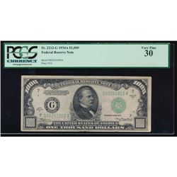 1934 $1000 Chicago Federal Reserve Bank Note PCGS 30