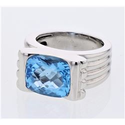 14KT White Gold 7.26ct Blue Topaz Ring