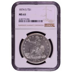 1874-S Trade Dollar Silver Coin NGC MS61