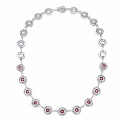 14KT White Gold 3.85ctw Ruby and Diamond Necklace