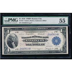 1918 $1 Kansas City Large Federal Reserve Bank Note PMG 55