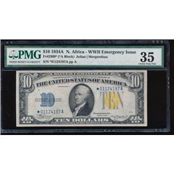 1934A $10 North Africa Silver Certificate PMG 35