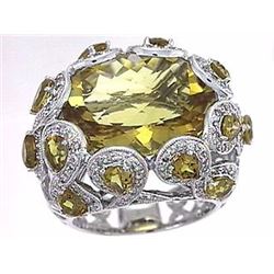 18KT White Gold 15.69ctw Citrine and Diamond Ring