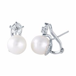 14KT White Gold 16.13ctw Pearl and Diamond Earrings