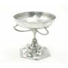 Image 1 : An Osiris polished pewter comport, the bowl with three support arms suspended on shaped hexagonal...