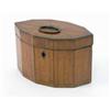 Image 1 : A George III satinwood tea caddy, of fluted elliptical form, with crossbanded top and base, 7ins...