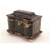 Image 1 : A late Regency tortoiseshell tea caddy, with 2-divisions, on ivory ball feet, 7ins...