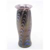 Image 1 : A Loetz style vase, slender baluster form with iridescent feather like decoration, 9"...
