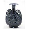 Image 1 : A Royal Doulton stoneware baluster vase, with dark blue glaze and scroll handles 7.75ins...