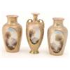Image 1 : A trio of Royal Worcester vases painted by Rushton, consisting of a two-handled vase and a pair o...