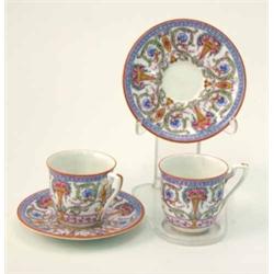 A Royal Worcester twelve piece coffee set (Boxed), six cups and saucers decorated with flowers, s...