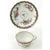 Image 1 : A Worcester fluted tea cup and saucer, painted with the marriage pattern of floral sprays with a...