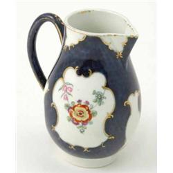 A Worcester Sparrow beak jug, probably painted in the workshop of James Giles with floral swags w...