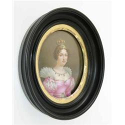 A Paris porcelain plaque of Hortense Bonaparte (de Beauharnais) circa 1815, wearing a jewelled cr...