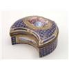 Image 1 : A 19th century crescent-shaped porcelain box in style of Sevres, painted with a courting couple w...