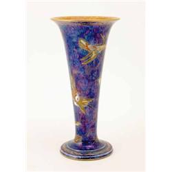 A Wedgwood Fairyland Lustre vase, tall tapering form with everted rim, pattern Z 5294, a design o...