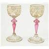 Image 1 : A set of six rococo style wine glasses, rounded bowls each engraved and gilded with a building, f...