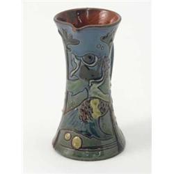 A C.H.Brannum jug, of waisted shape with sgraffito decoration, 5ins...