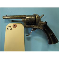 R6--- ANTIQUE STATUS -- P. STEVENS ( MAASTRICHT ) (DUTCH??) PIN FIRE REVOLVER SPUR TRIGGER 77mm BARE