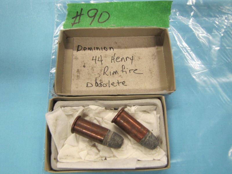 LOT 2 RNDS OBSOLETE DOMINION .44 HENRY RIMFIRE AMMO