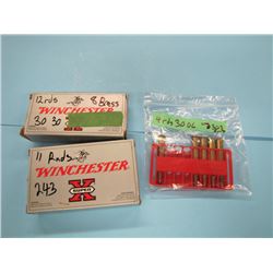 LOT MISC LIVE AMMO. 12 RNDS 30-30, 11 RNDS 243, 4 RNDS 30-06