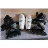 Image 1 : TWO SETS OF ROLLER BLADES AND SHIN PADS