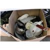 Image 1 : LARGE BOX OF KETTLES BOWLS PLATES AND SPICE RACK